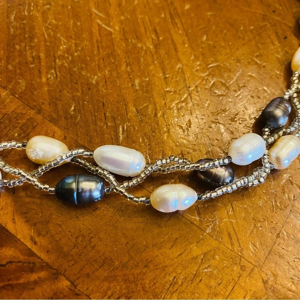 Evergems Pink Multi Strand Pearl Statement Necklace Real Freshwater Pearls - Picture 13 of 15